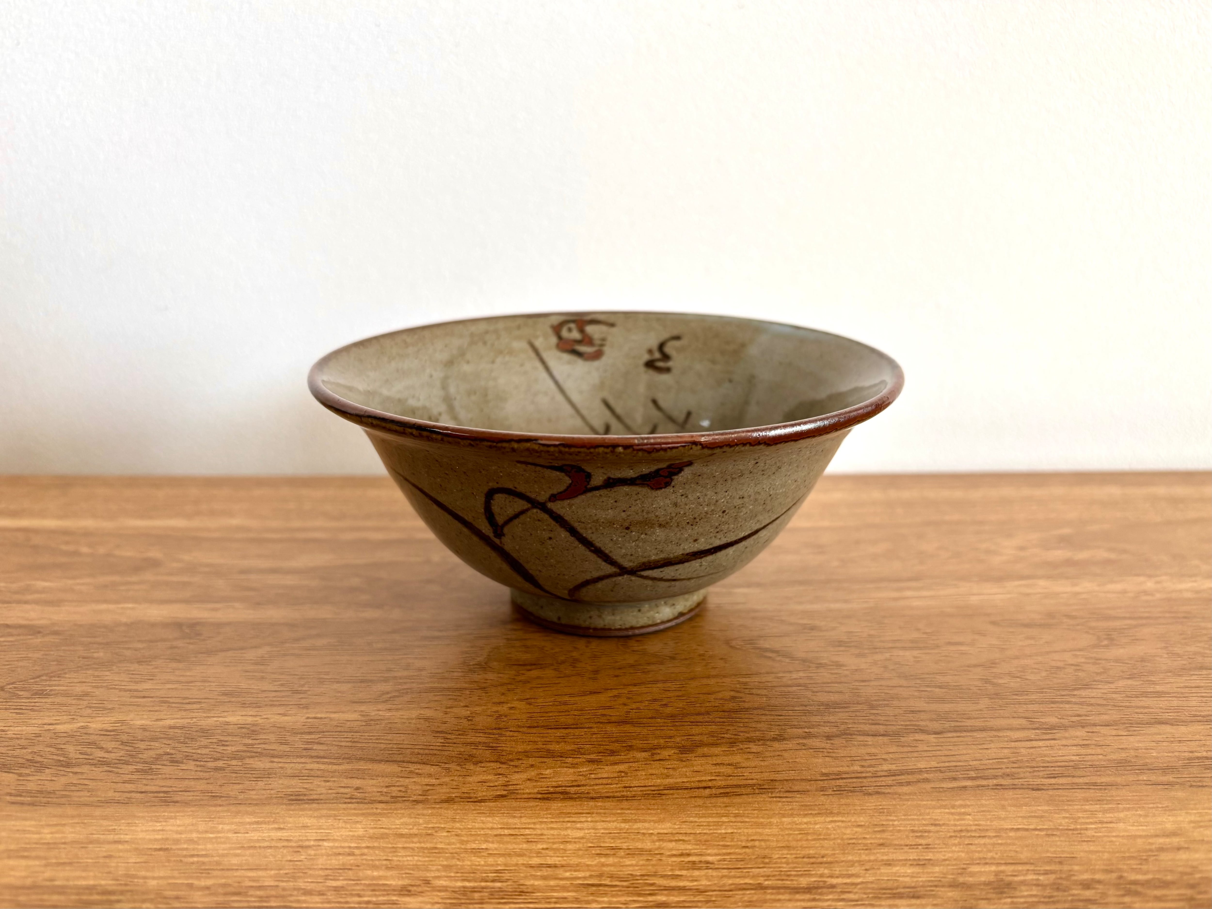 古絵唐津、草花文片口茶碗(元箱、綿絣染包み古布付) 4dabc90a6f90cc23ebb2f8cf9ad6f9