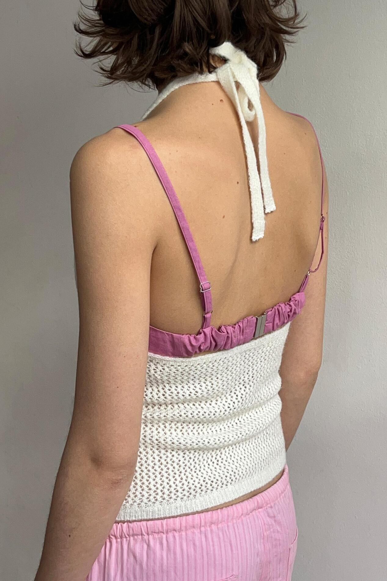 SINOON] Flower Halter Neck Knit Vest (Ivory) 正規品 韓国ブランド