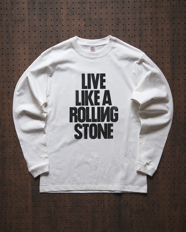 "live like a rolling stone" long sleeve tee in off white（受注生産）