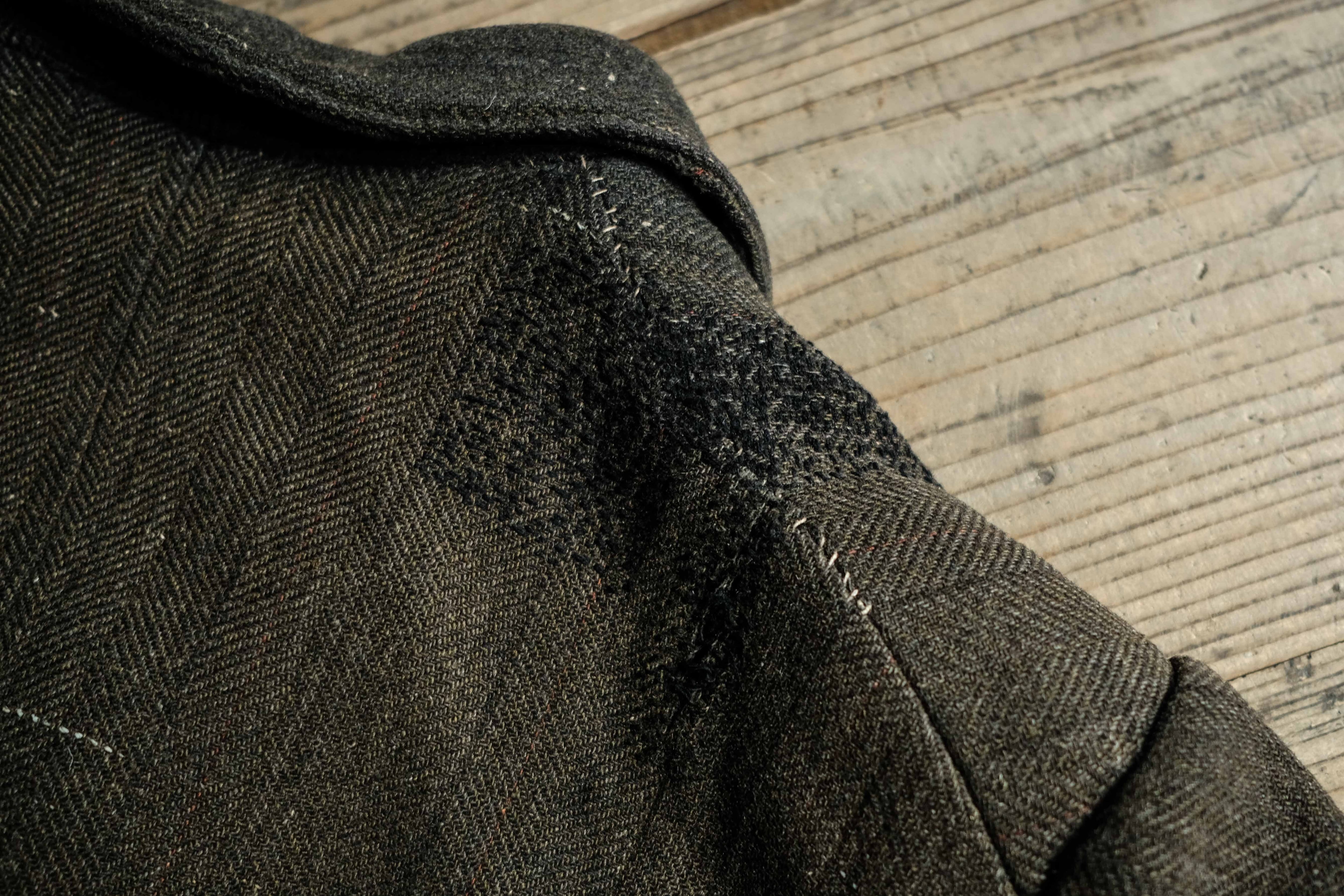 1900-20s フランス パッチワークのファーマーズウールサックコート