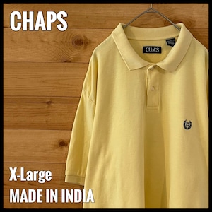 【CHAPS】ビッグサイズ ポロシャツ XL 刺繍ロゴ ライトイエロー チャップス ラルフローレン US古着 アメリカ古着