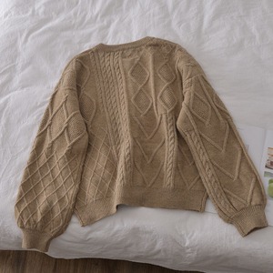 ランタンスリーブツイストニットカーディガン 3color W00673