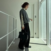 フロントジッパードレープvest/グレー