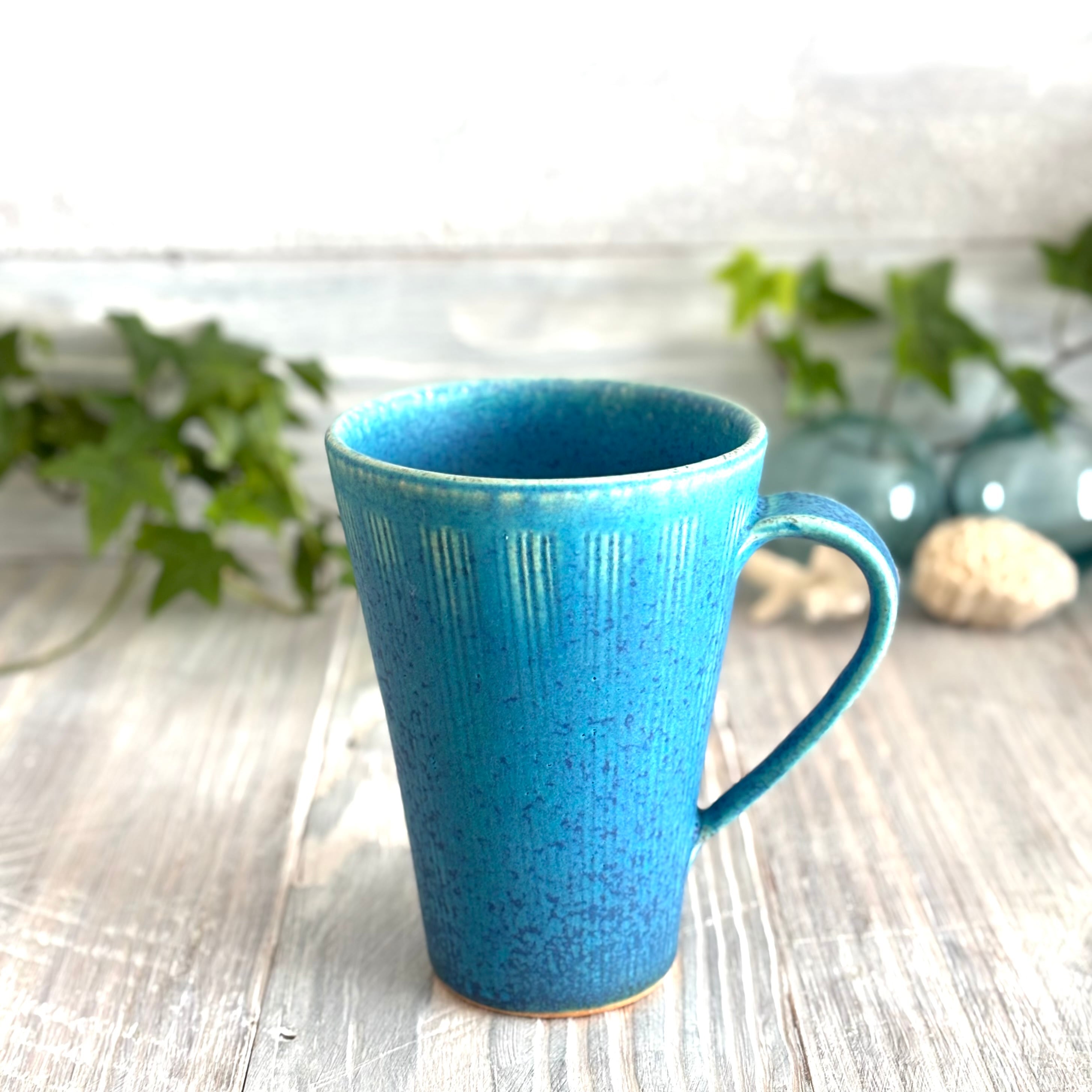 青彩釉 ロングマグカップ ターコイズブルー | Blue Pottery