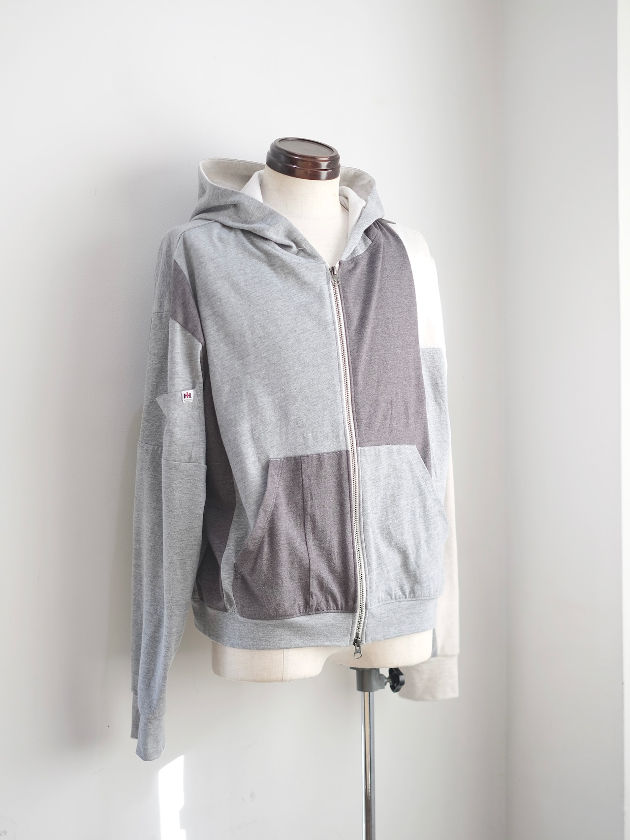 naname / patchwork zip parka