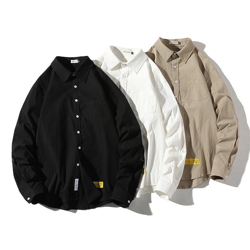 Yidao、ヴィンテージ、春、新しいeseファッションブランド、長袖、ラペルシャツ、無地、シンプルで用途の広いカジュアルシャツの男の子-アリババ ロング スプリング 春物 ソリッドカラー ビンテージ hip6-161111741231023