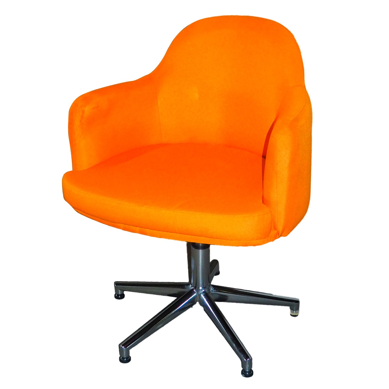 Orange swivel/height-adjustable shell-style personal chair