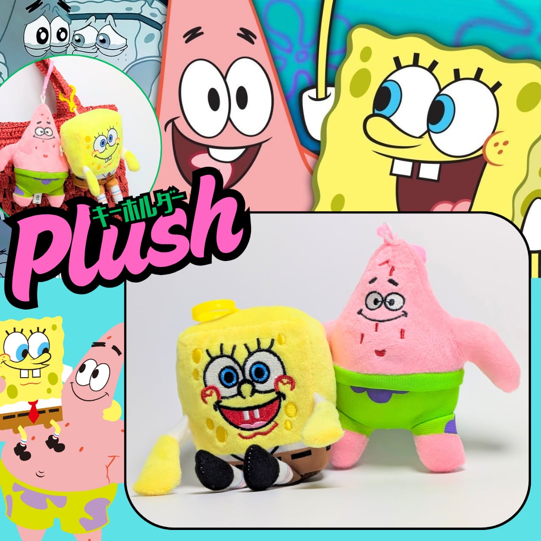 【 SpongeBob SquarePants ( スポンジボブスクエアパンツ ) 】 スポンジボブ / パトリック ぬいぐるみキーホルダー / プラッシュキーホルダー 〚アメリカン雑貨 アメトイ〛
