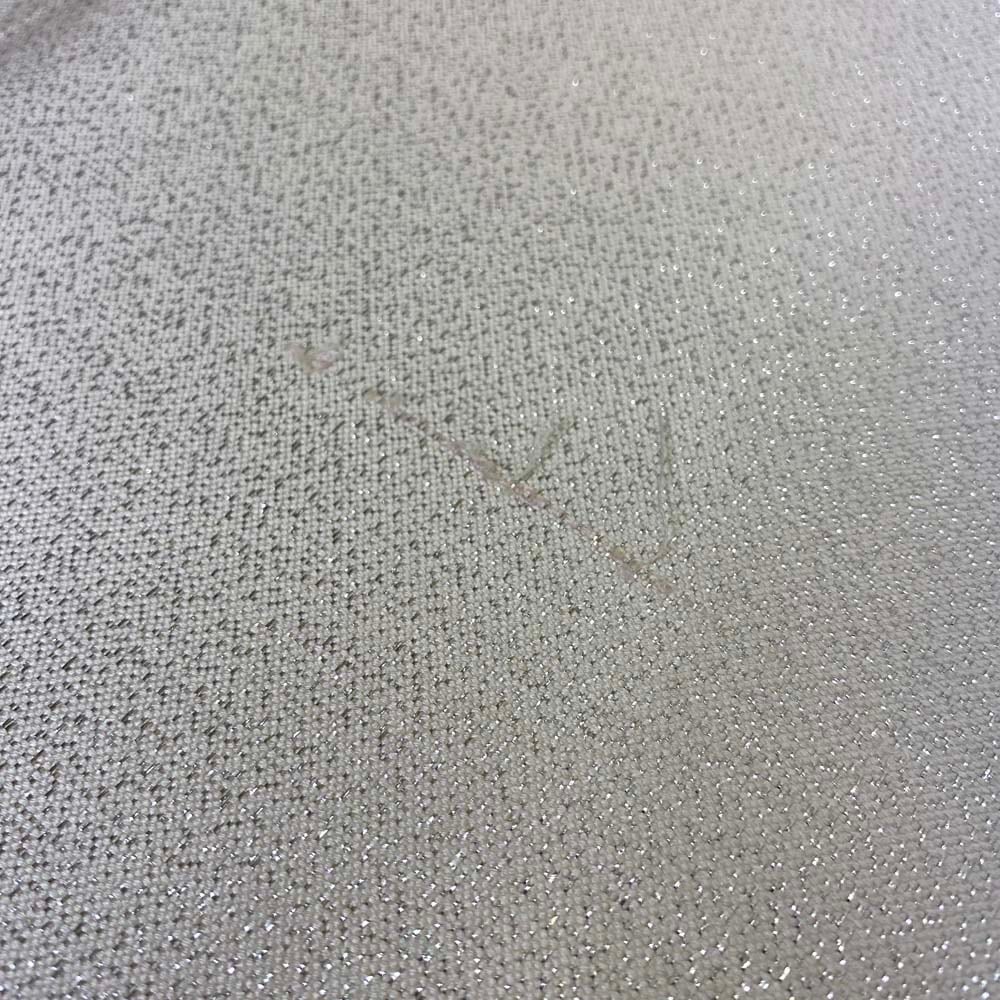 cherry★p9793hl★訳アリ★振袖用袋帯★正絹 袋帯★紫ｘ青ｘゴールド系【中古】 [振袖 帯] 成人式 袋帯 ドットリボン縞（ピンク）お仕立て上がり フォーマル 礼装用 正装 二重太鼓 変わり結び 結婚式 卒業式 パーティー  ベージュ 金 ゴールド リボン ストライプ 幾何学 個性的 豪華 華やか 上品 大人 アレンジ tsumori chisato ツモリチサト  (fj510)