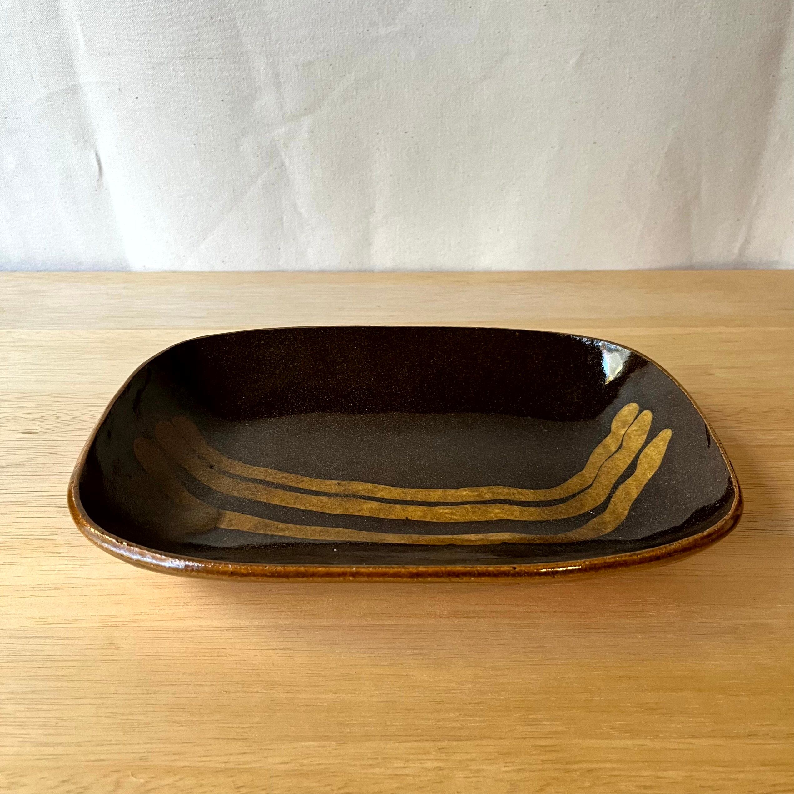 スリップウェア 角皿 (齊藤十郎) SJ-002-3 | うつわの店 醉器