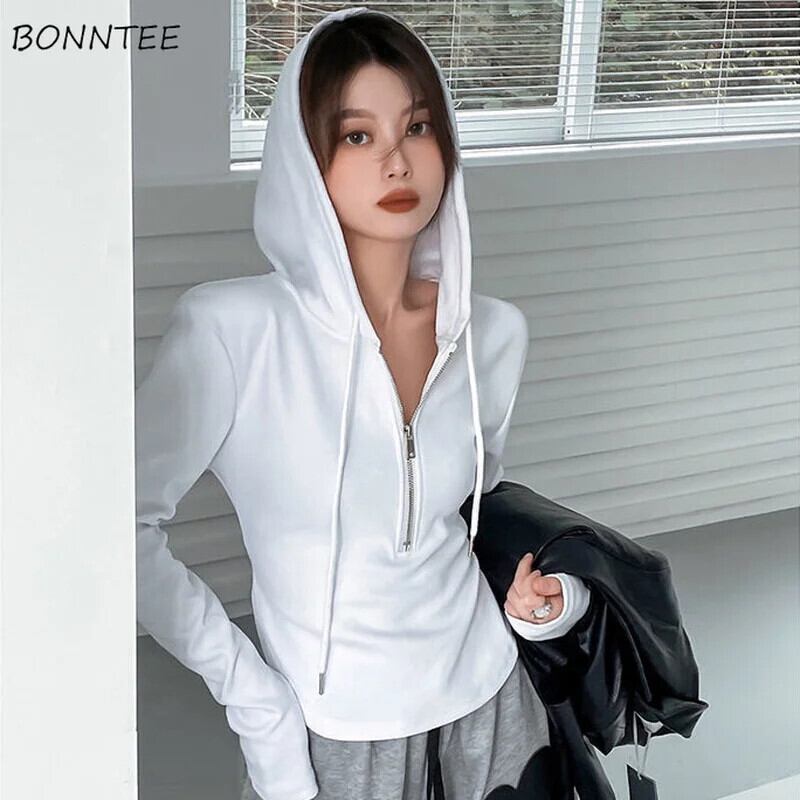 【新作】【送料無料】 パーカー女性フード付きデザインシックファムソフト固体作物学生オルレジャーシンプルなストリートスタイル BF オールマッチデイリーホットセール 0237949180888