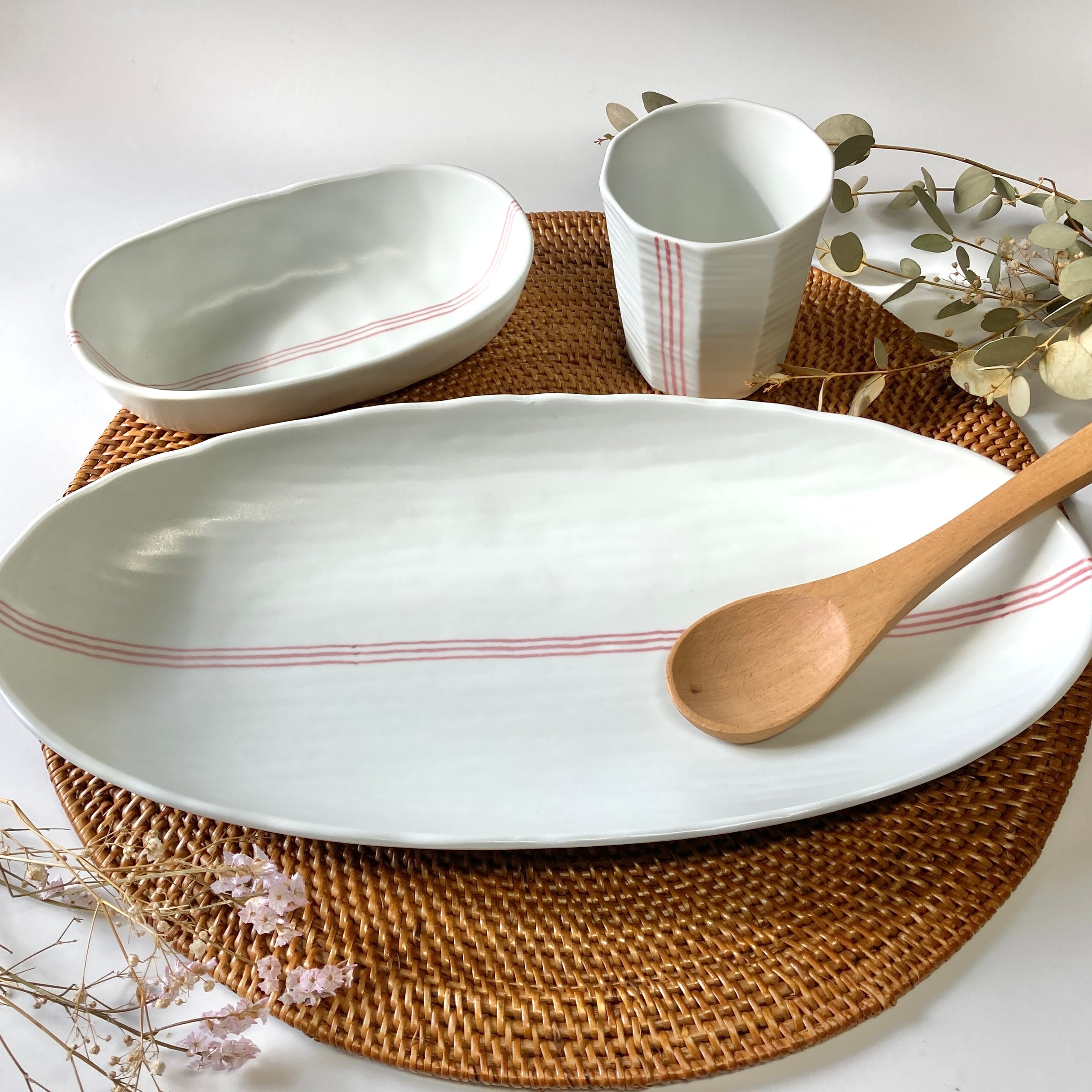 スリーライン オーバル小鉢 | 江口製陶所オンラインストア