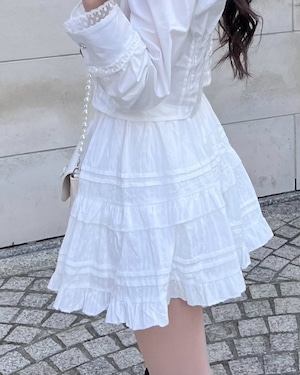 【Renonqle】cotton lace frill skirt