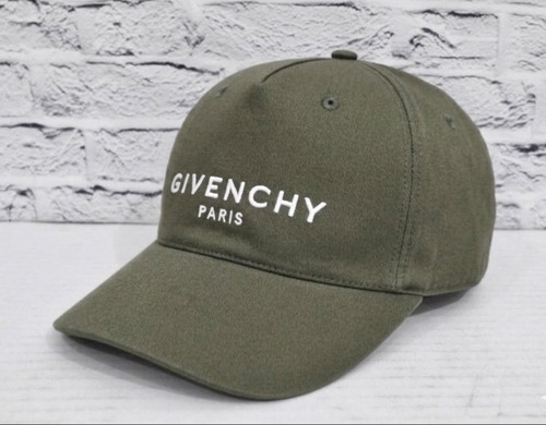 【希少色】GIVENCHY ジバンシィ モノグラム ロゴ刺繍 ベースボール ビッグ キャップ 帽子 カーキ◆大きめのツバが小顔効果抜群の人気モデル