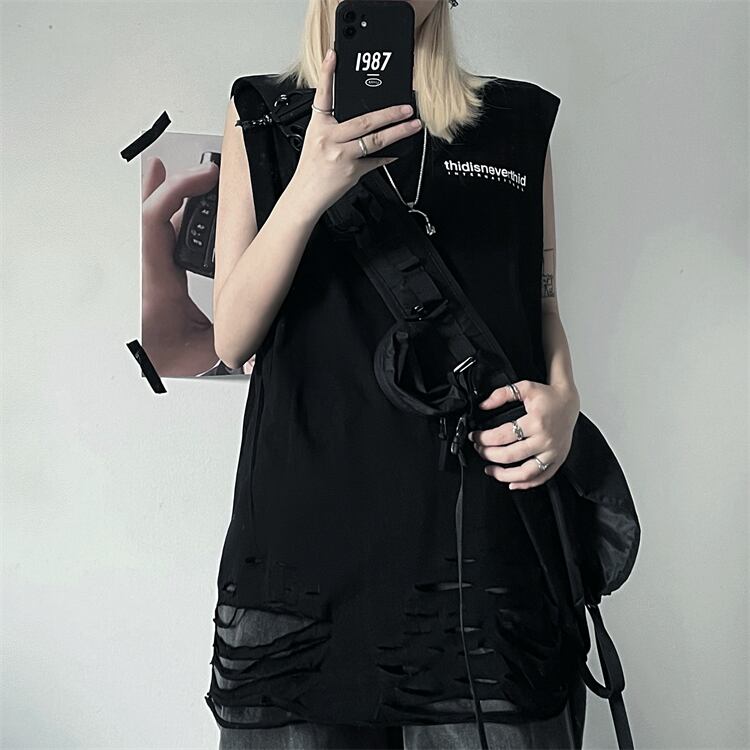 サマープリントTシャツ レディースノースリーブ 大きめサイズ 夏物 ケッペル393495976