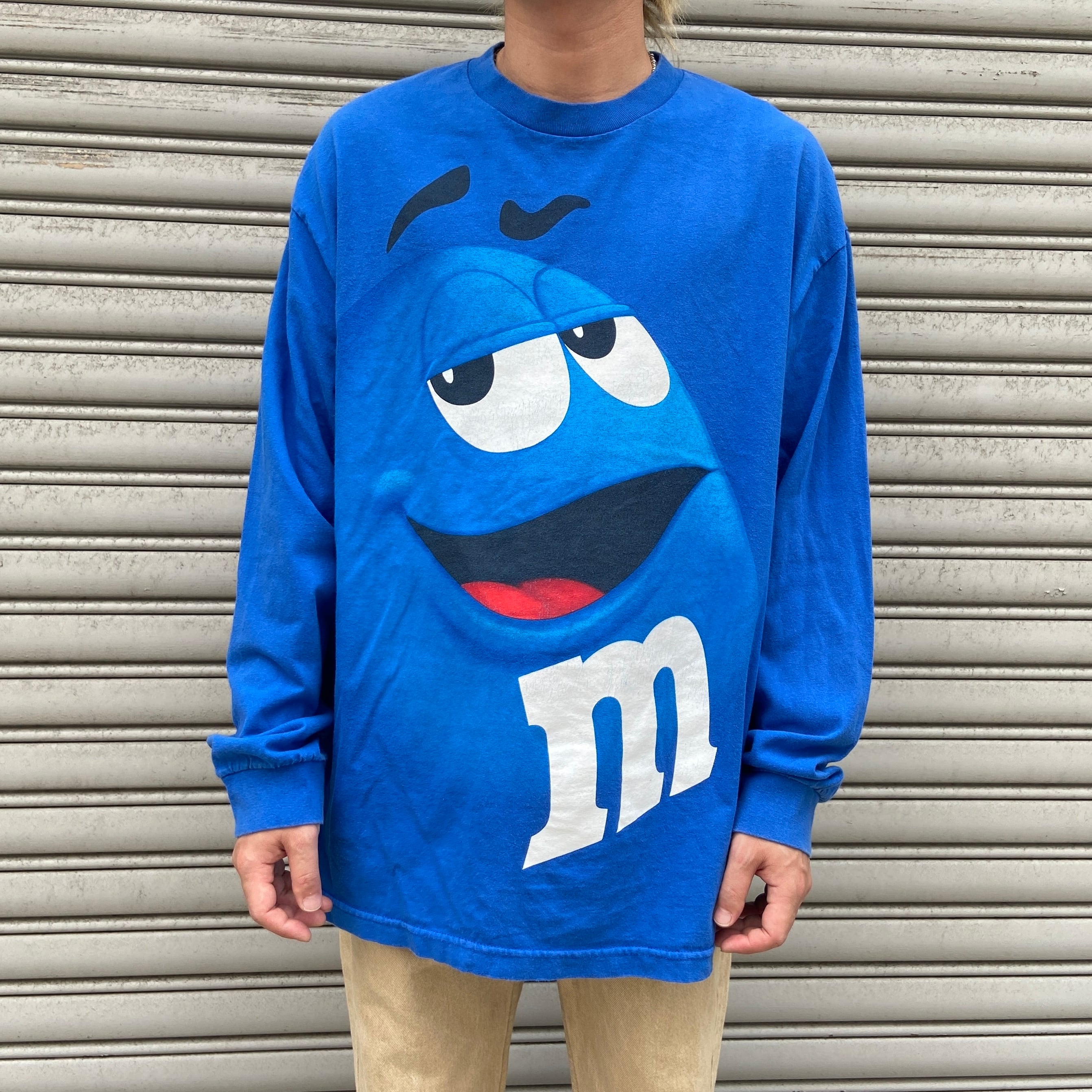 90s M&M's エムアンドエムズ キャラクタープリントロンT ブルー XL