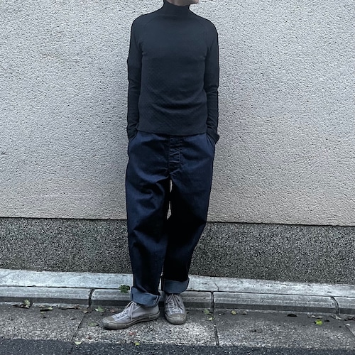 THE HINOKI / ザ・ヒノキ　ORGANIC COTTON CHECKER TURTLE NECK Ｔ-SHIRT / チェッカータートルネックＴシャツ＃23Ｗ-31 BLACK