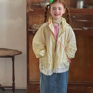 春レース裾イエロージャケット