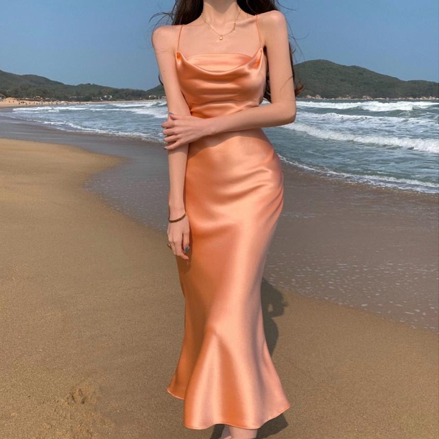 スカート サマーホルタードレス ロングウェスト 夏物 Xiaofeijia39860151131