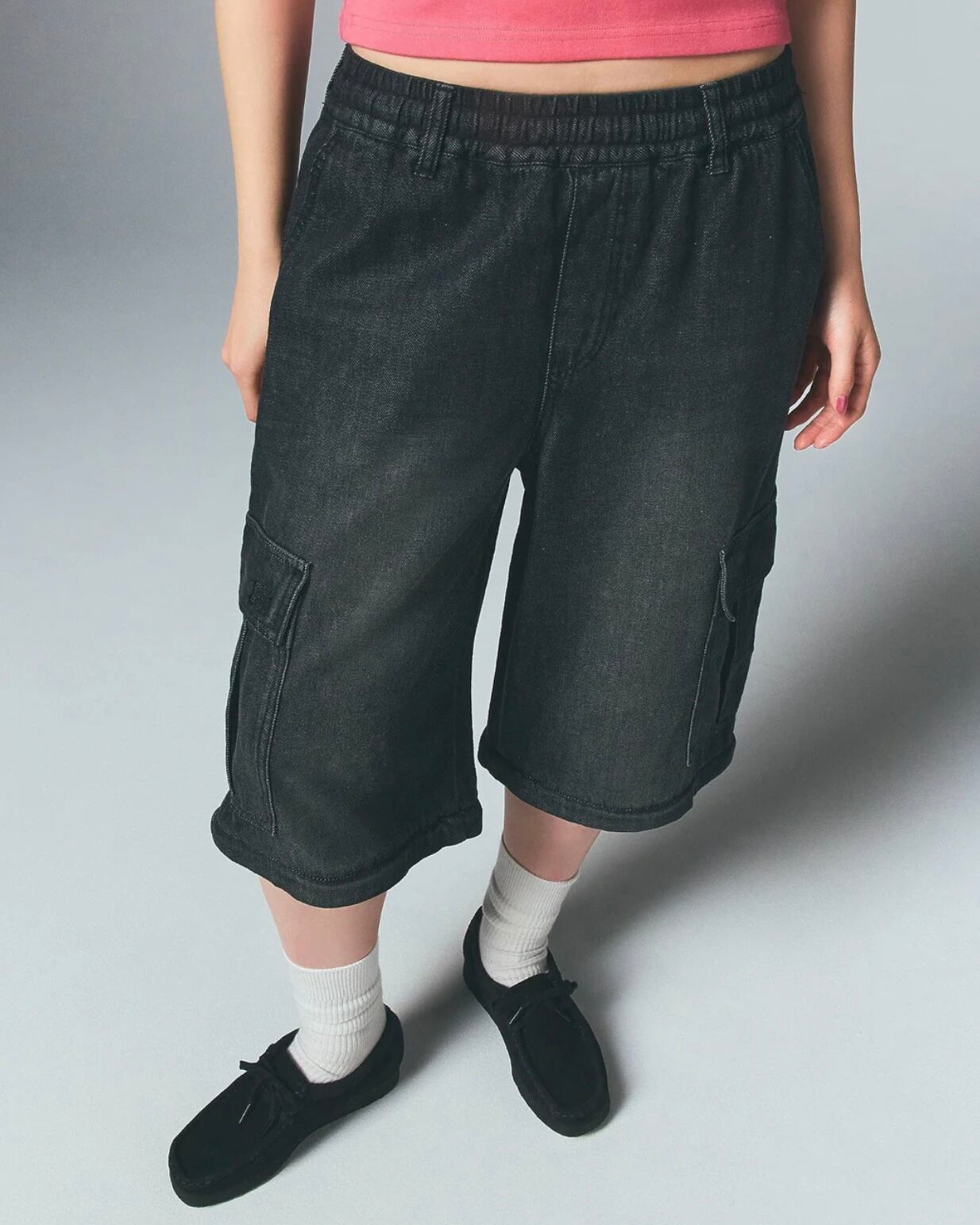 X-girl】FADED 2WAY WIDE LEG CARGO PANTS / BLACK【エックスガール