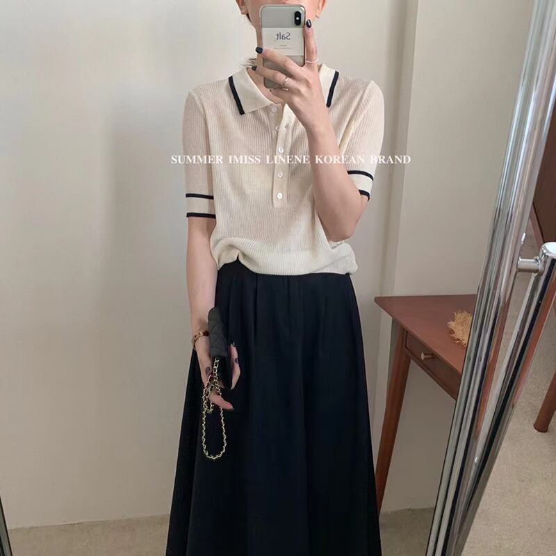 カラーセーター サマースタイル薄手シャツ 夏物 ビッグFスモールZ韓国31380090196