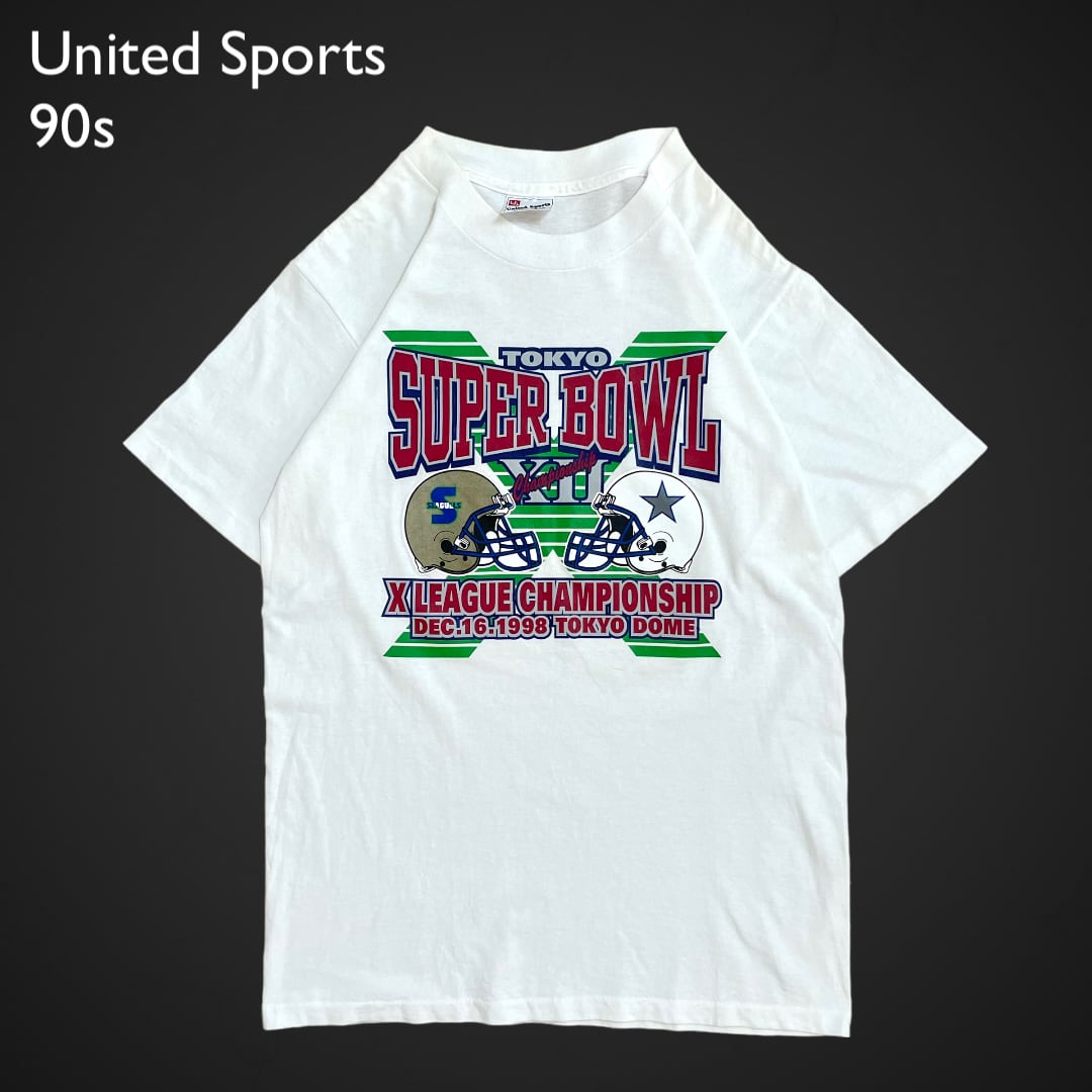 【United Sports】90s USA製 Xリーグ プリント Tシャツ シングルステッチ アメフト 東京ドーム スーパーボール OLD  ヴィンテージ ロゴ M US古着 | 古着屋手ぶらがbest powered by BASE