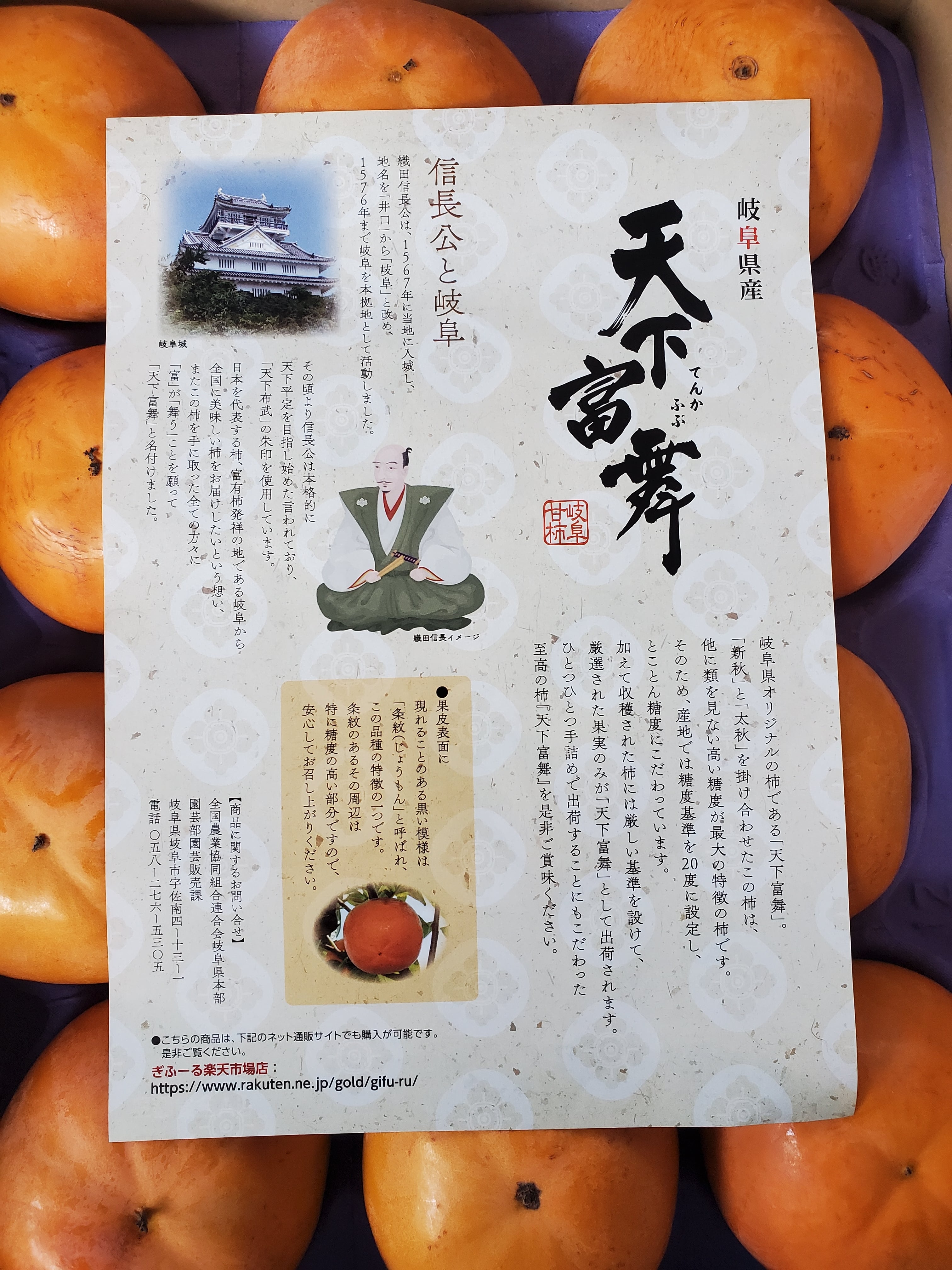 岐阜県産高級柿 天下富舞(てんかふぶ) 約3.5kg 10-15玉入 希少