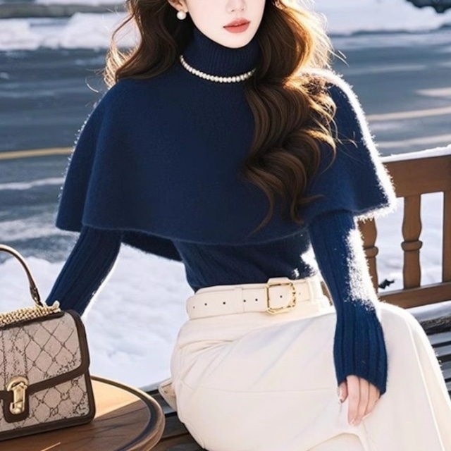 ハイネック ケープ ニット 231877