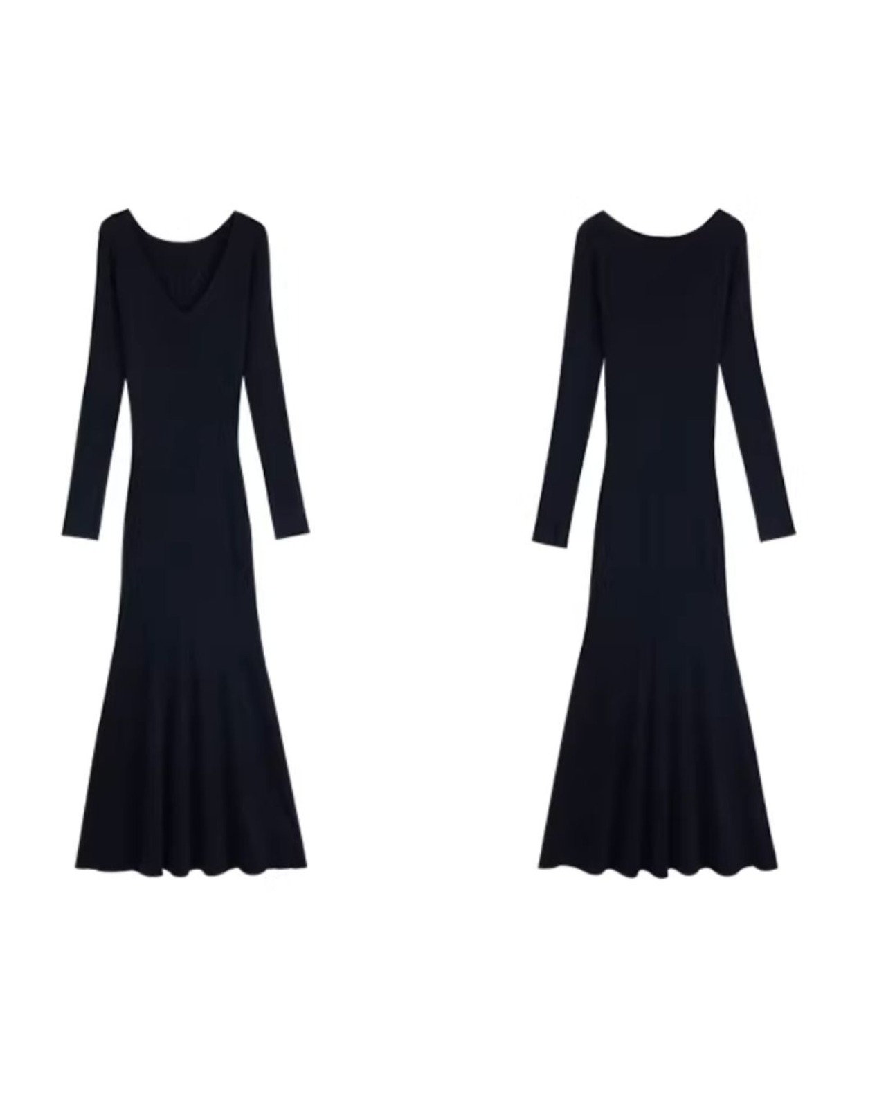 Vネックニットワンピース 2color A0555 - 19
