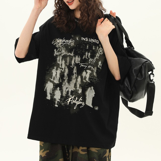 silhouette art print short-sleeve tee　シルエットアートプリント半袖ティー　J2025
