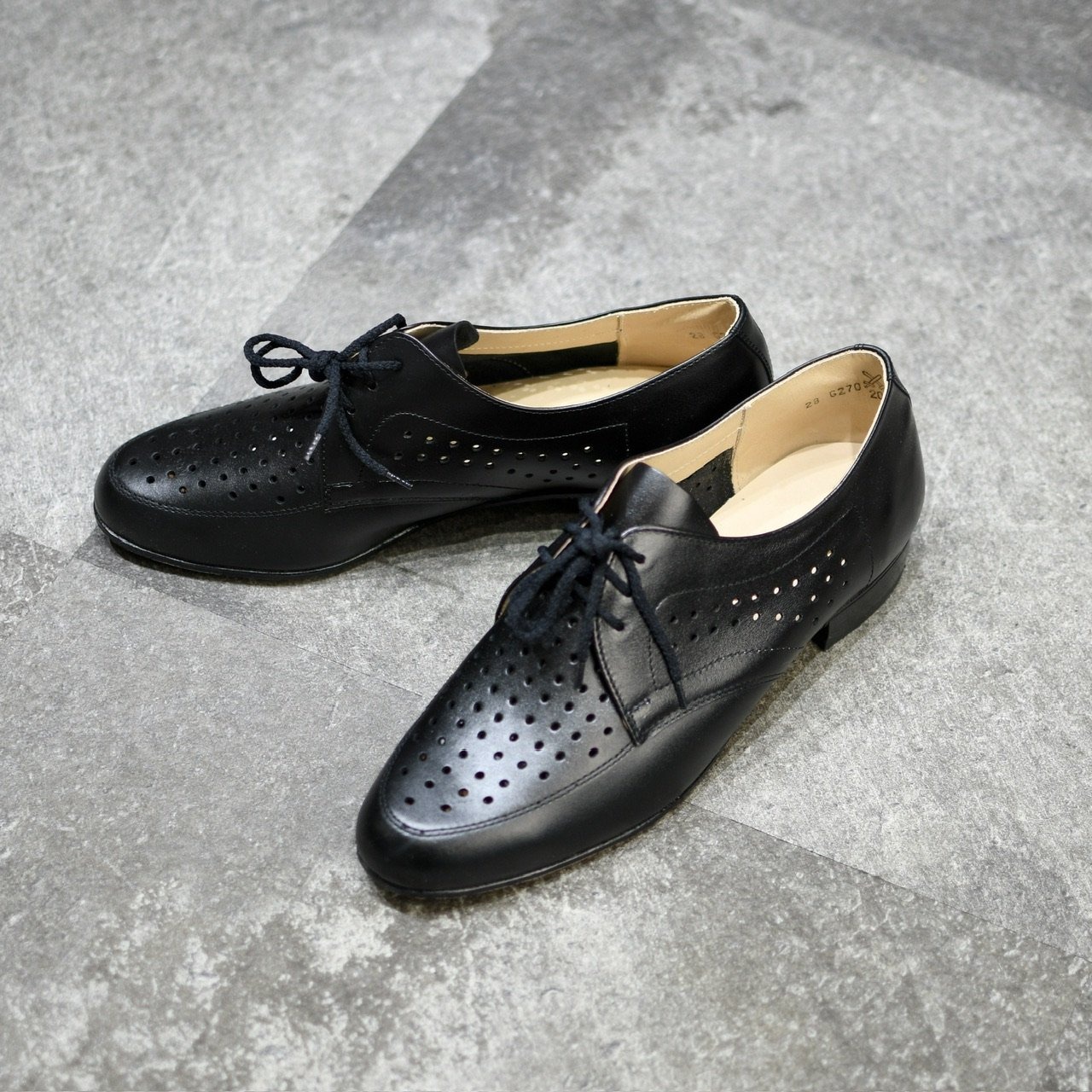 czech military punching design PVC leather shoes