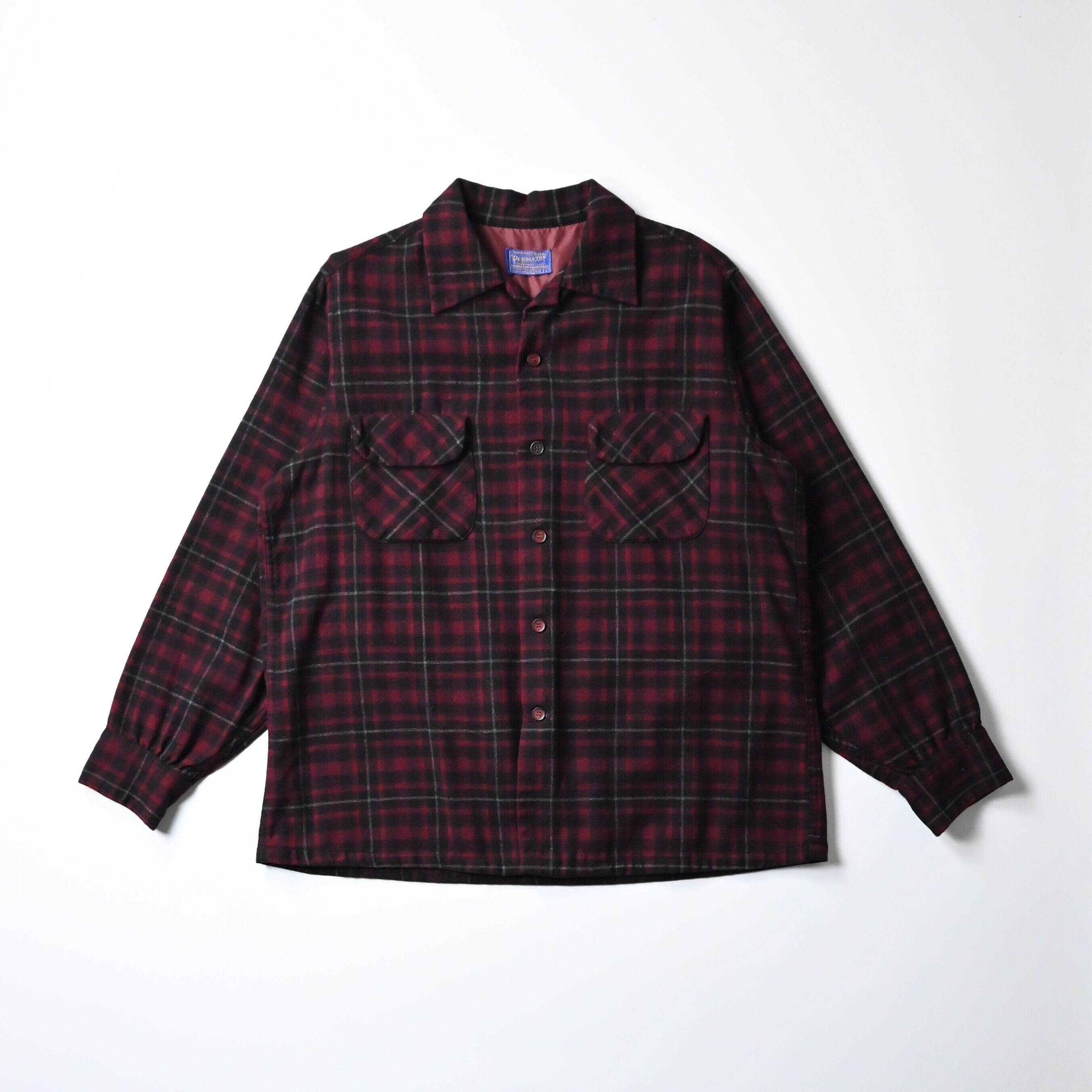 50's PENDLETON Wool Check board Shirt made in USA sizeL | GANKO