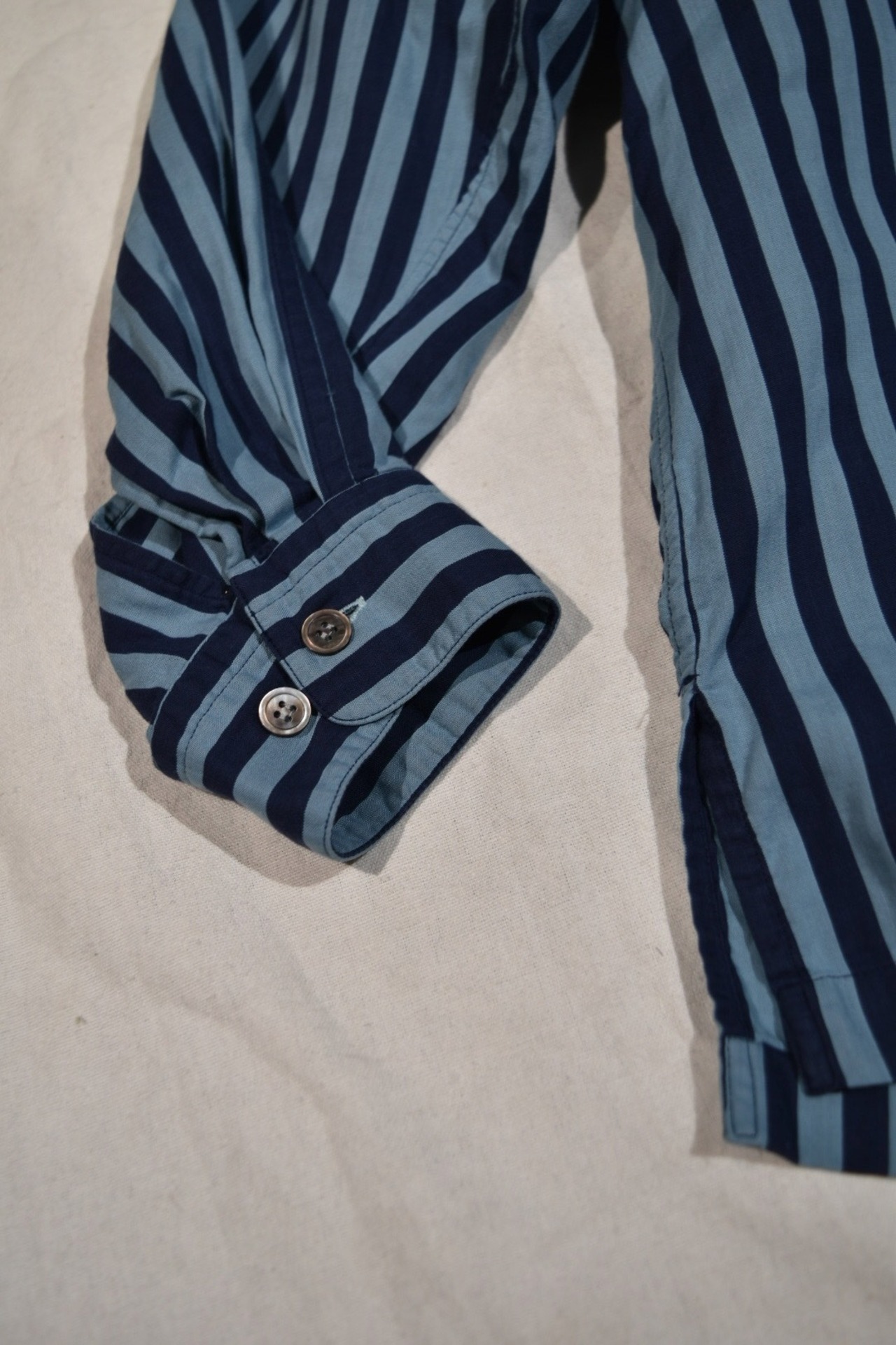 ISSEY MIYAKE Deep navy stripe shirt