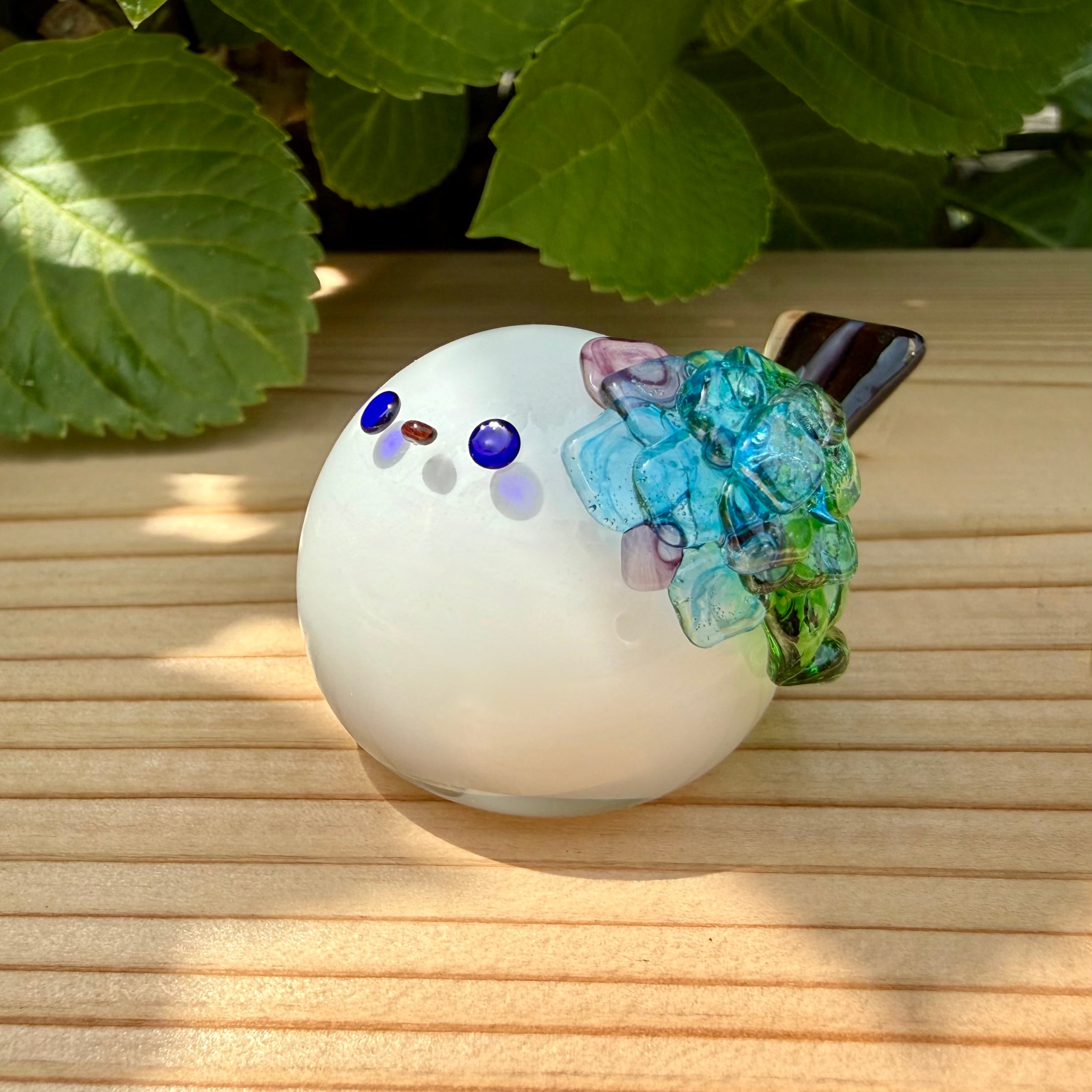 季節限定】紫陽花シマエナガ(ブルー) | グラスアートエヌプラス