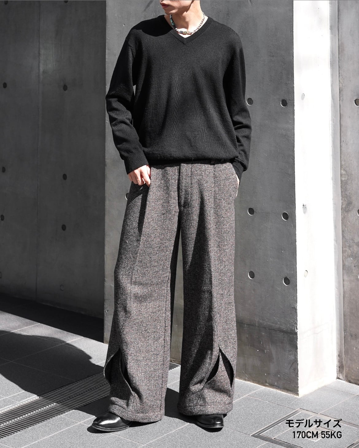NULLUS AW25 WOOLEN INTERTWINED STRUCTURE TAILORED WIDE TROUSERS