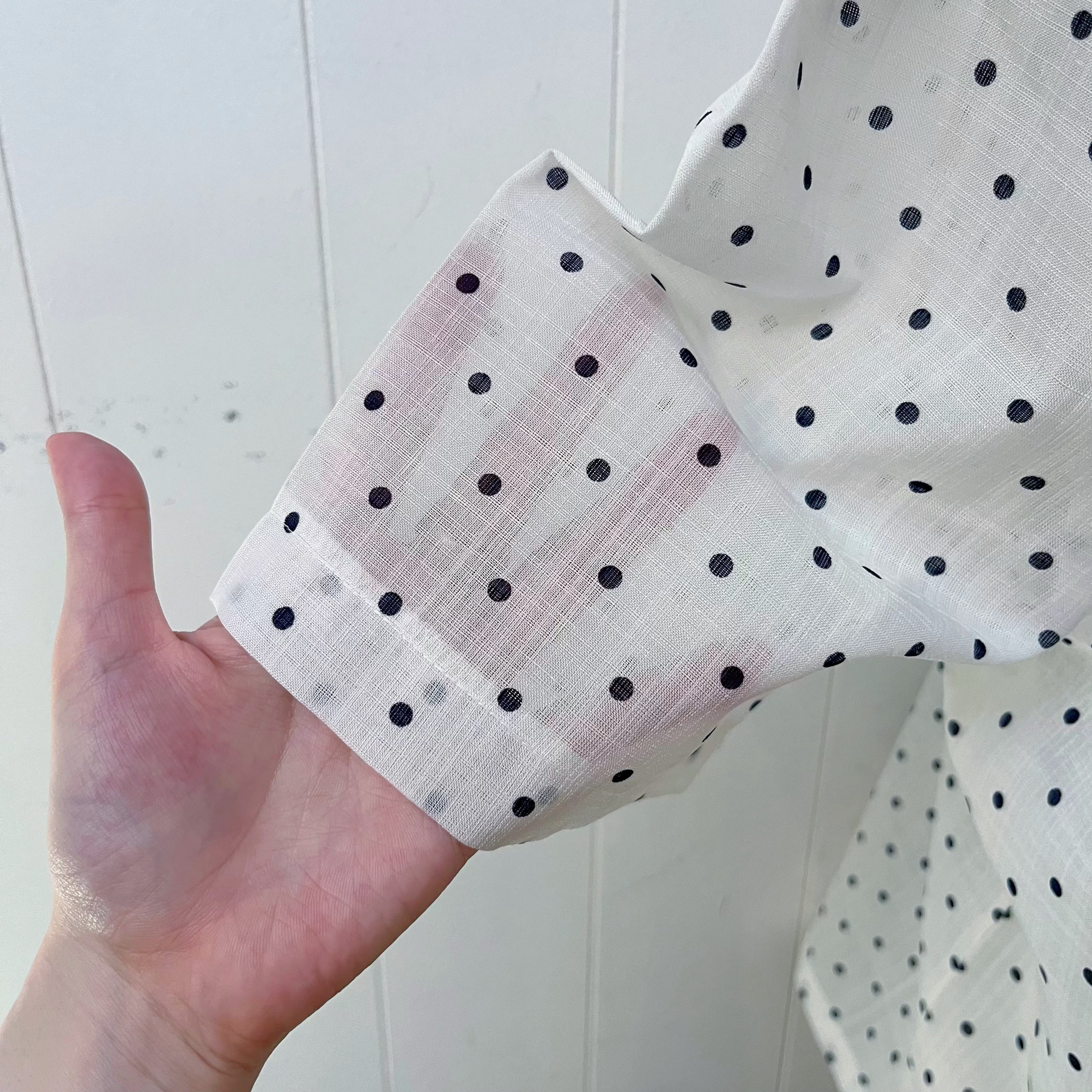 tuck double button dot blouse