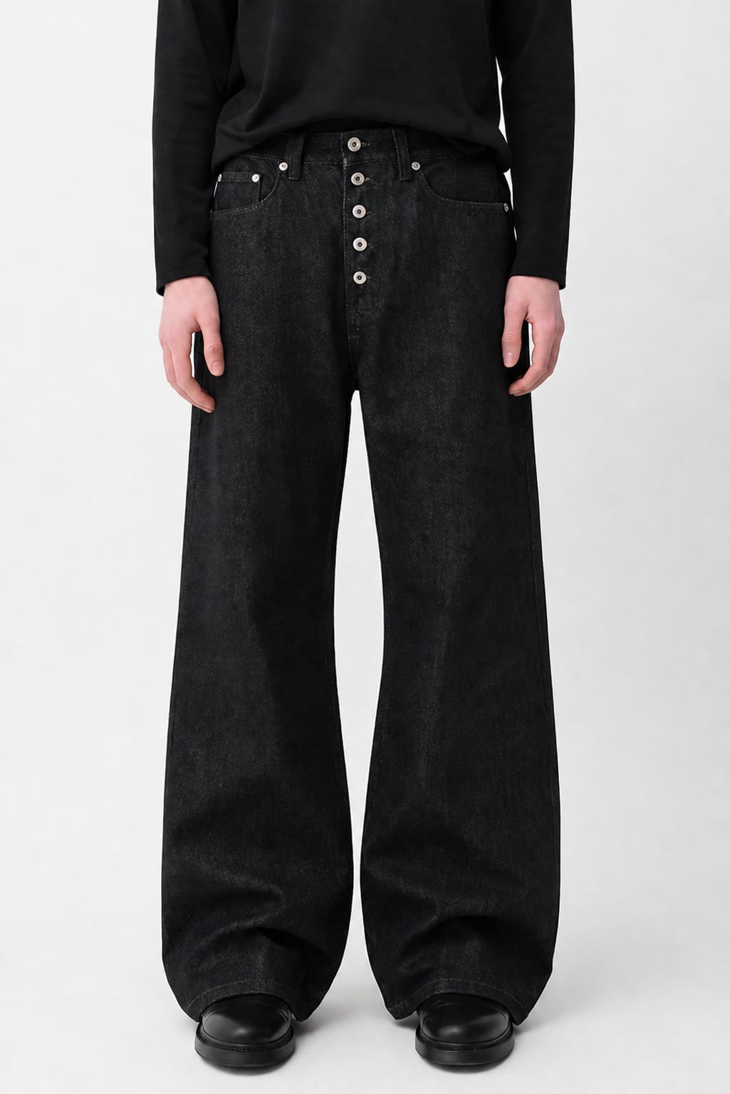 AMANDA Button Fly Wide Denim【A084】