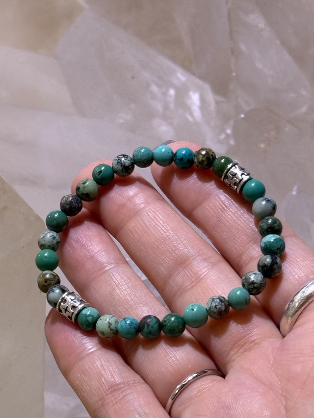 【天然ターコイズ】デザインブレスレット6ミリ