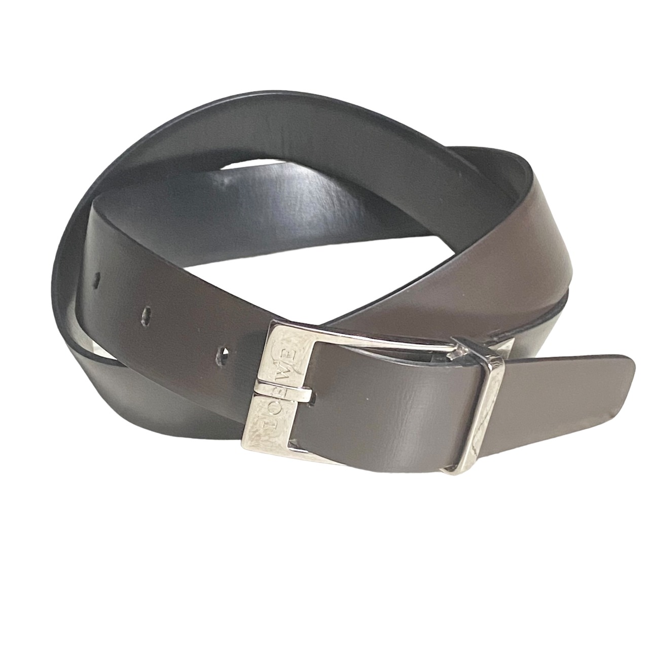 LOEWE black × brown reversible leather belt