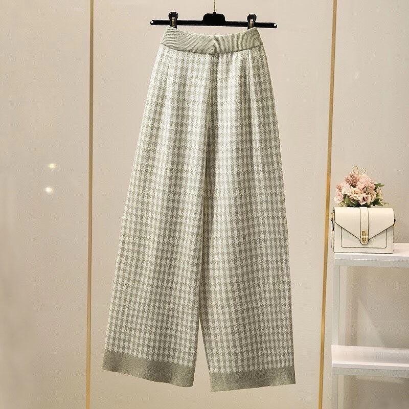 千鳥柄ワイドパンツ