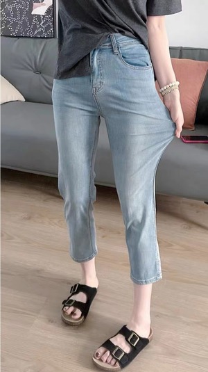 八分丈 ストレッチ デニムパンツ レディース パンツ ボトムス Gパン 8分丈 クロップド丈 ストレート ポケット ハイウエスト 伸縮性 ウォッシュ ブルーデニム カラーデニム 薄手 かわいい 大人可愛い きれいめ シンプル カジュアル おしゃれ こなれ感 無地 春 夏 秋 ママ 通勤 学生 学校 通学 デート お出かけ 旅行 公園 女子会 休日 ショッピング 楽ちん 脚長 普段使い 着回し 定番 S M L XL 2XL 3XL 4XL 5XL 大きいサイズ ライトブルー ダークブルー アイスブルー