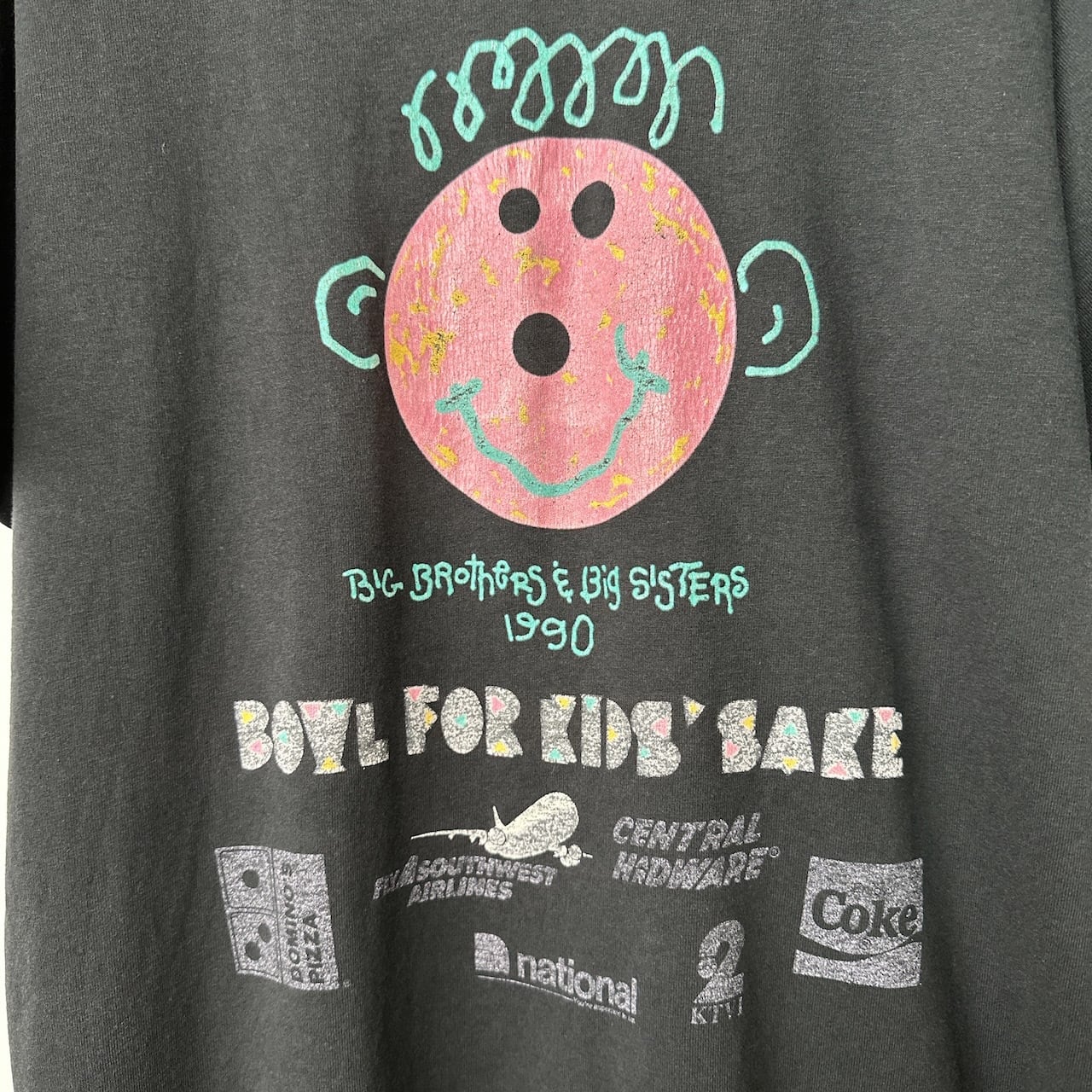 90s イベントTシャツ シングルステッチ プリント デザイン Tシャツ 黒