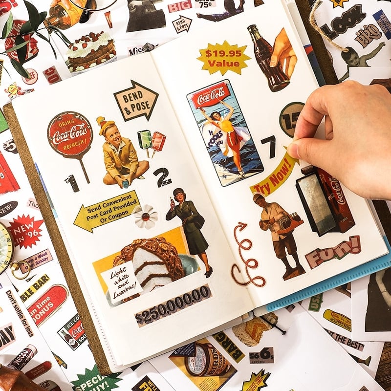 ビンテージ系シール 過ぎ去った歲月シリーズ 全4種類 20ページ 海外製