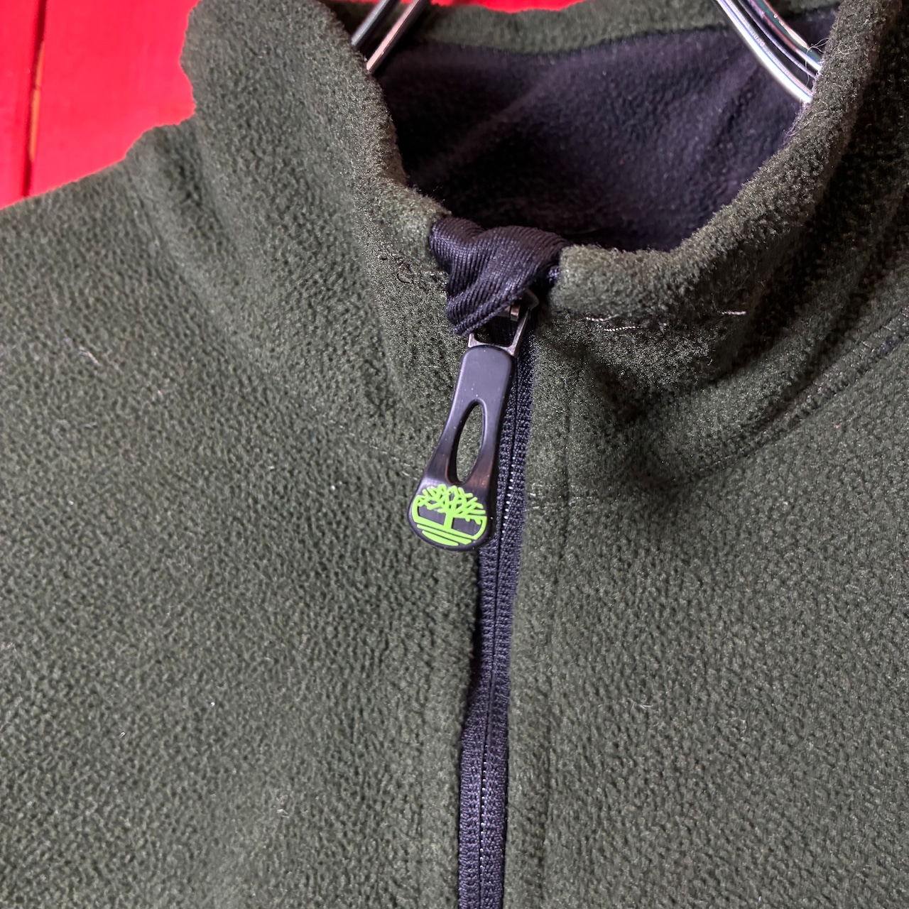 Timberland/ハーフジップフリース/ダークグリーン/刺繍ロゴ/アウトドア