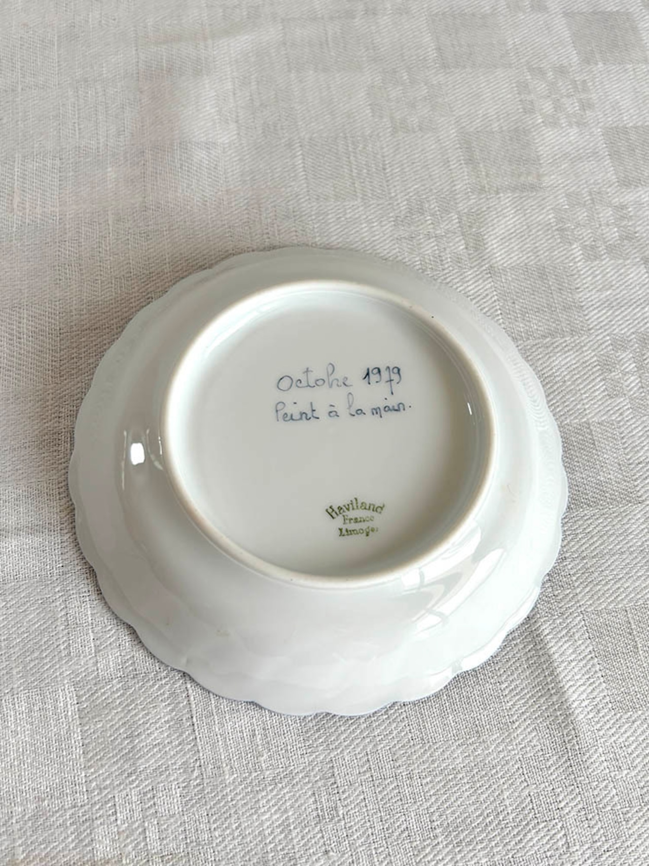 小皿　植物　野花　ネイビー リモージュアビランド　フランス雑貨　アクセサリートレー　小物入れ　おつまみ入れ12twed9