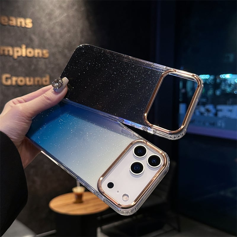 iPhone18-11対応】人気のグラデーションラメケース◎高級感クリア