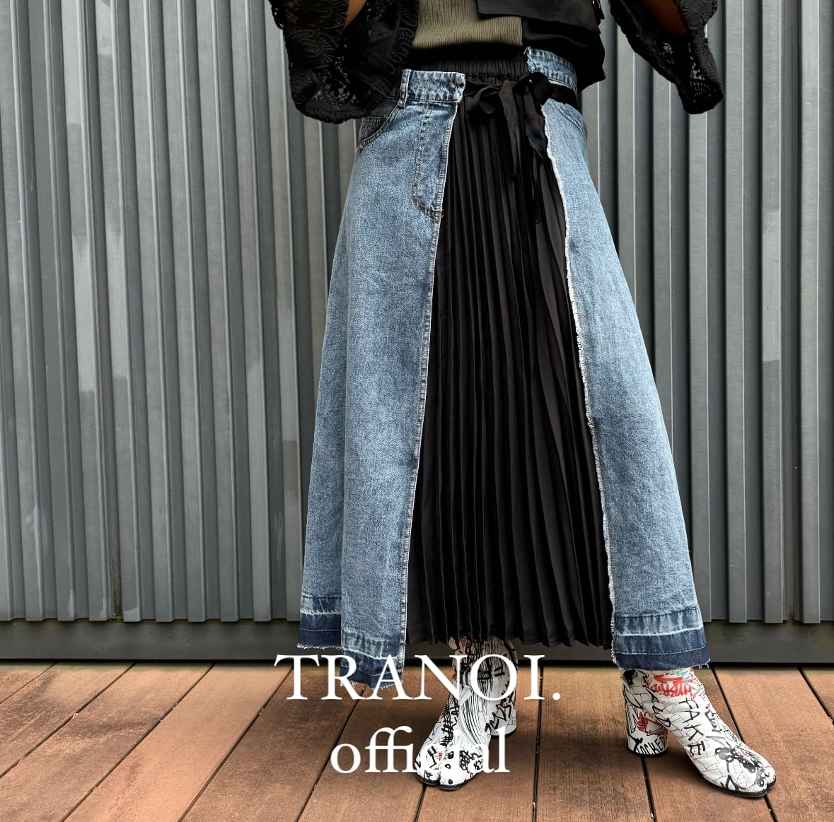 プリーツラップデニムスカート 231R514 | TRANOI.offical STORE 