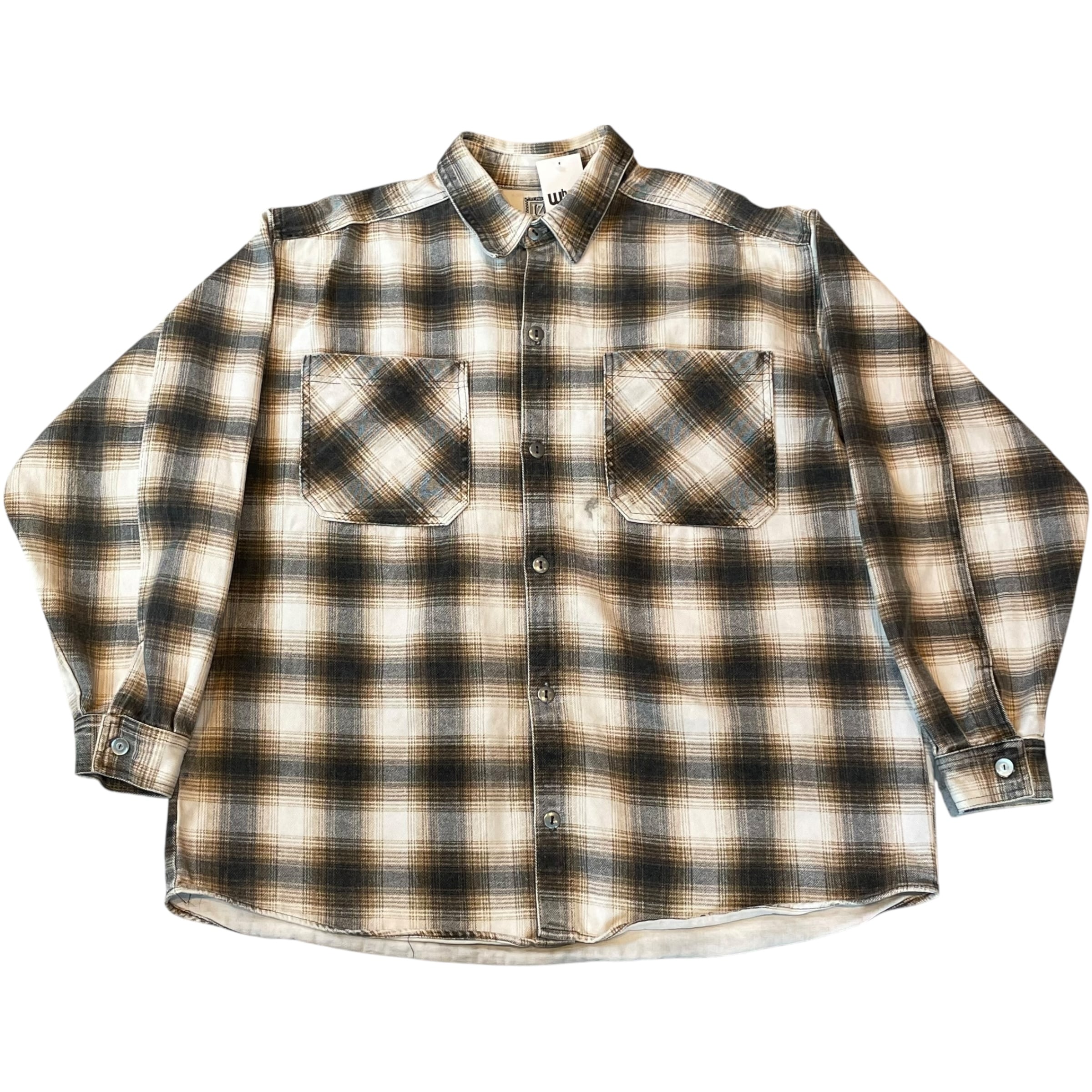 90s IZ IT U? "Heavy ounce" print flannel cotton shirt