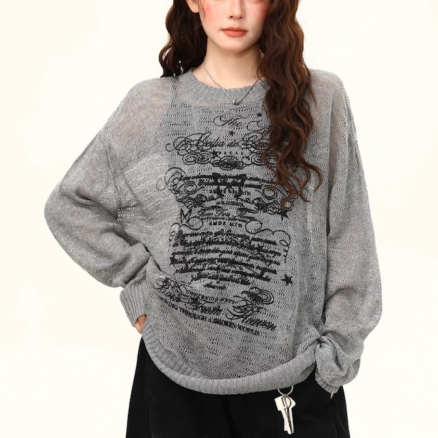 cassic lettering mesh knit　クラシックレタリングメッシュニット　J2136