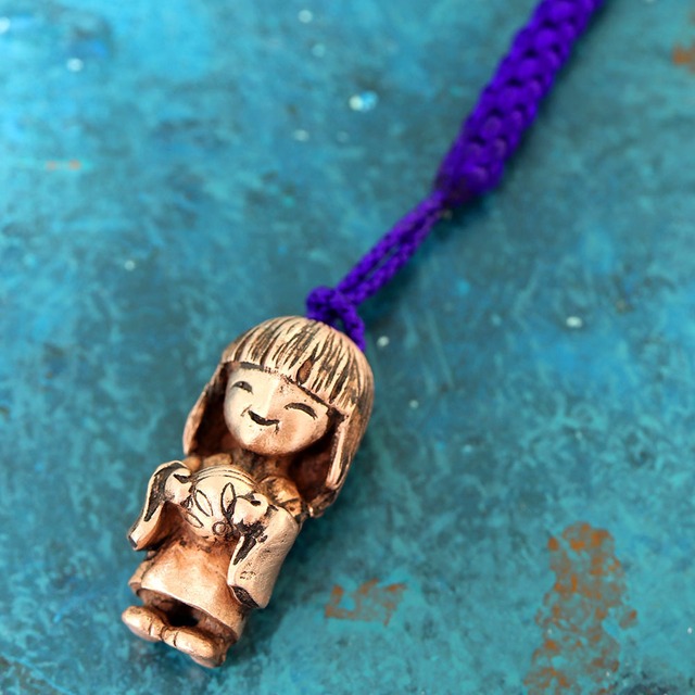 幸運を願う ピンクの座敷わらし 659 311 純銅製根付 ストラップ Do Goods ドゥグーズ